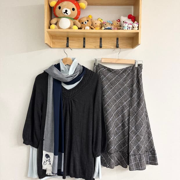 jpn 하구미 스즈코 모리걸 너드 히피 아오이유우 레이어드 코디세트