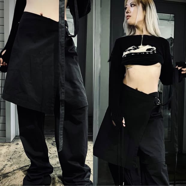 혜인 서 스트랩 스커트 레이어드 팬츠