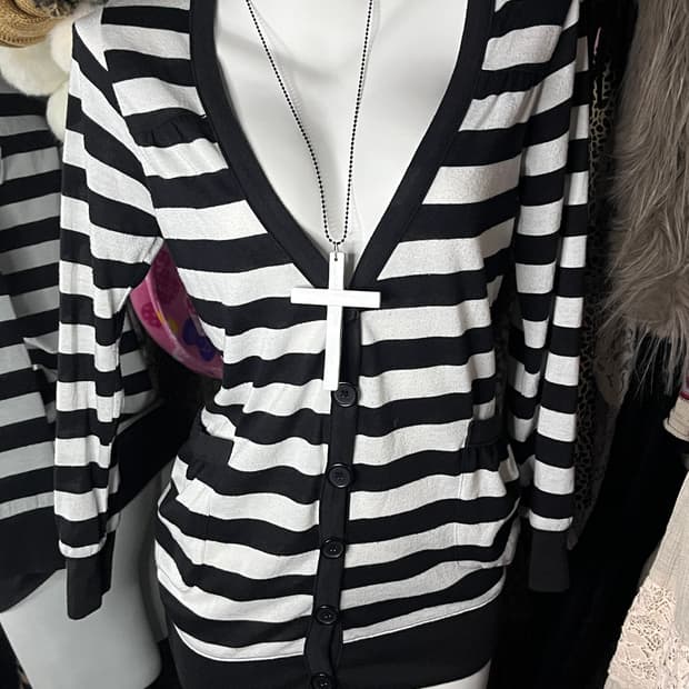 펑크 emo 블랙 단가라  가디건