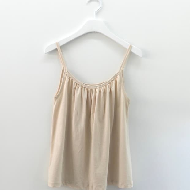 Beige shirring sleeveless