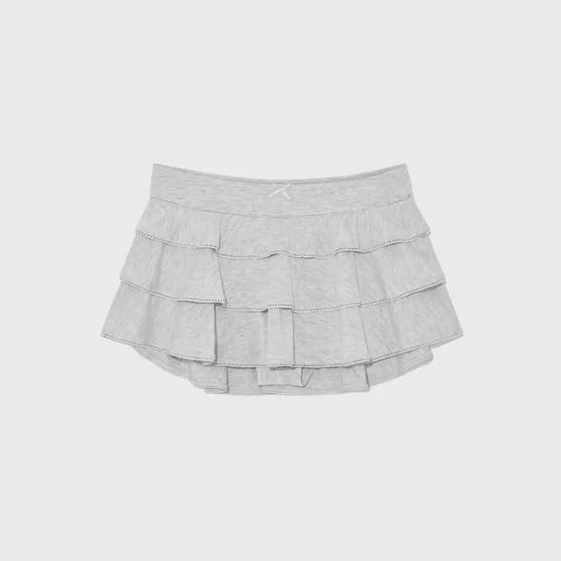 글로니 PICOT FRILL MINI SKIRT 화이트멜란지 S