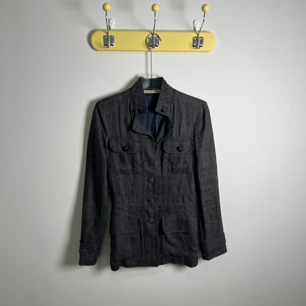 발렌시아가 다크 그레이 린넨 사파리 자켓 36