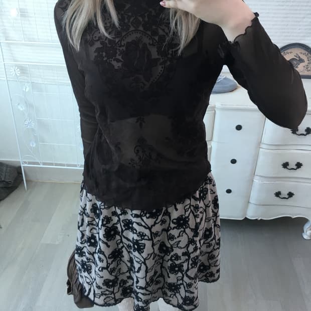 일본빈티지 앤틱 시스루 벨루아 블라우스