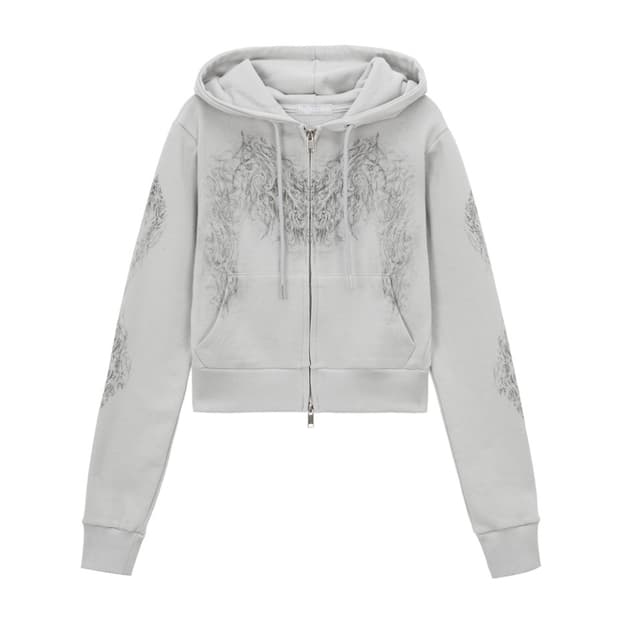 허그유어스킨 스컬리 크롭 후드집업