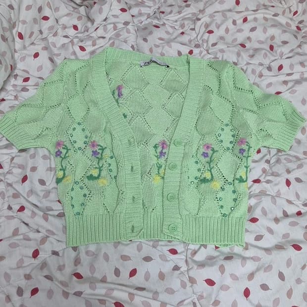 자라 반팔 가디건