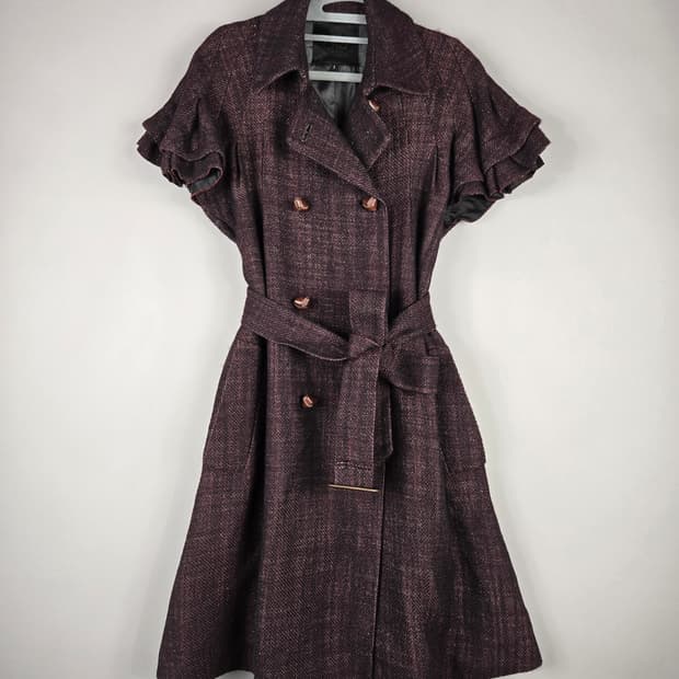 [무료배송]오즈세컨 55 여성 울 혼방 벨트 트렌치 원피스