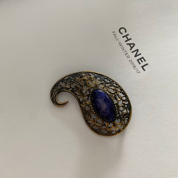 빈티지 페이즐리 퍼플 스톤 브로치