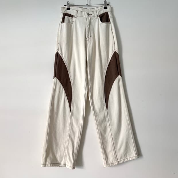 Saddle patch pants / ivory