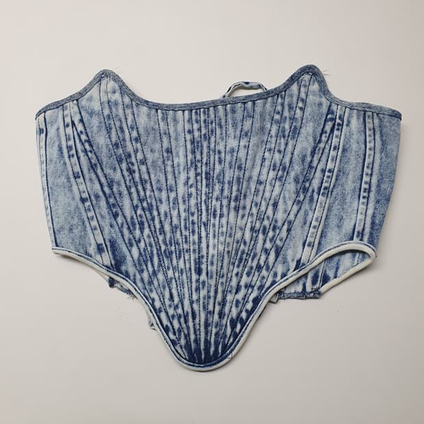 마르케스 알메이다 애시드워시 데님 코르셋 탑