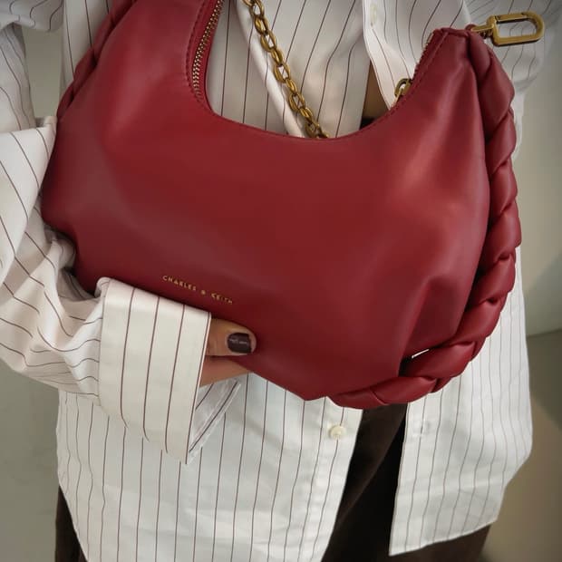 (최상급) 찰스앤키스 레드 숄더백 체인 스트랩