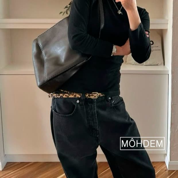 [Unisex] 느좋 레오파드 호피 송치털 가죽벨트