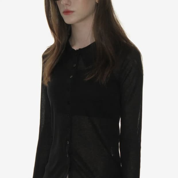 크랭크 시어 카라 버튼 탑