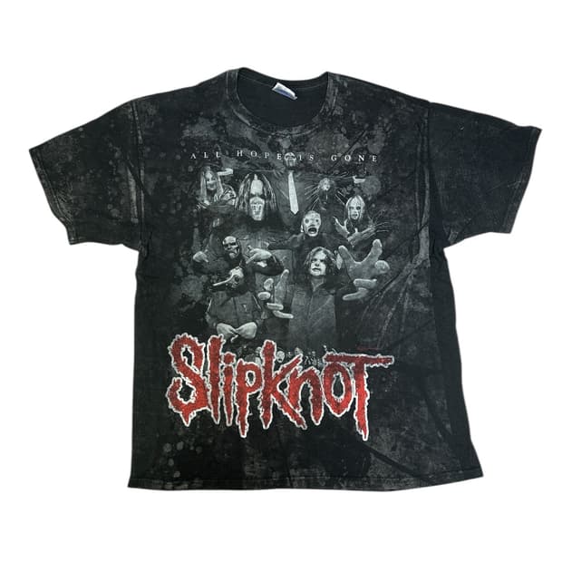 빈티지 슬립낫 Slipknot 블랙 타이다이 티셔츠 XL