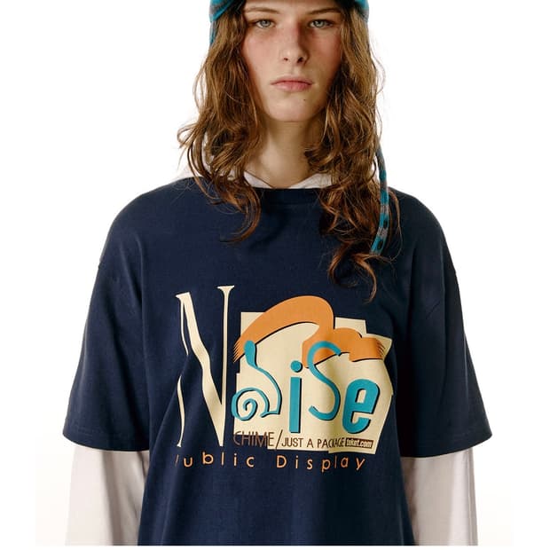  Teket Noise Layered Hooded Tee Navy