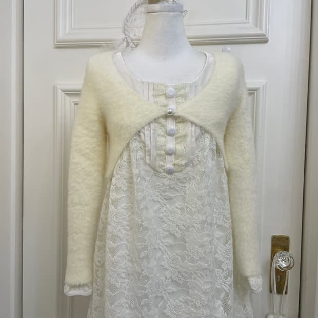 cream pearl point mini sweater bolero