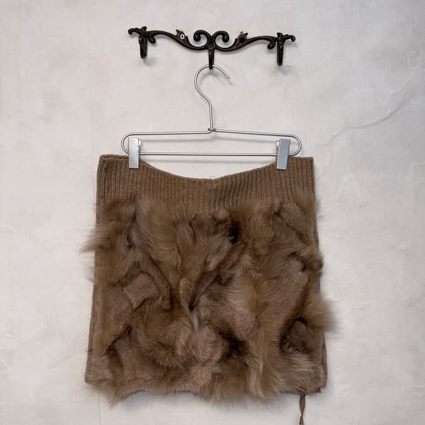 Mixed brown fox fur knit warmer/top/sk
