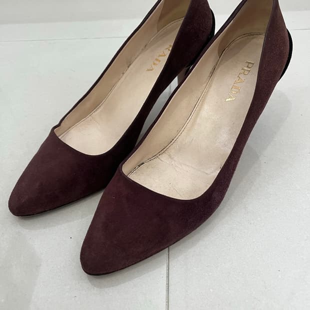 Prada 프라다 버건디 스웨이드 여성 구두 36/230 해