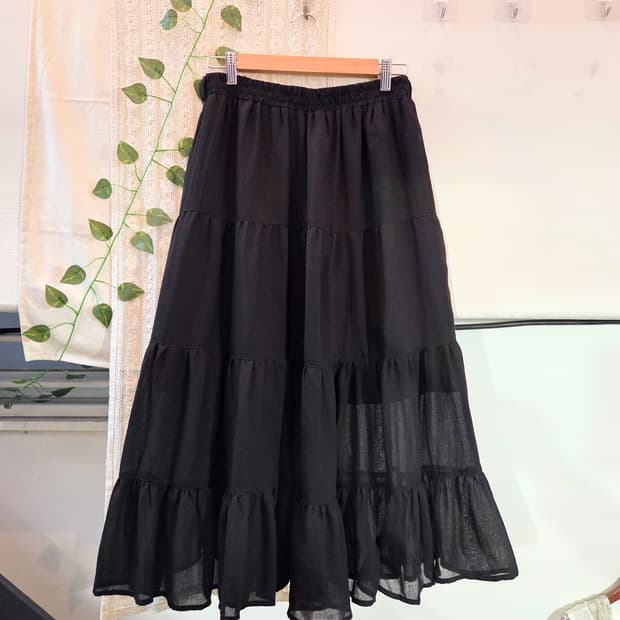 블랙 캉캉 롱스커트