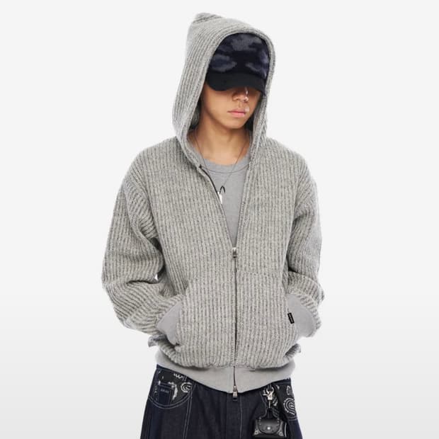 Bokashi Knit Zip-Up Hoodie 보카시 니트 집업 후디