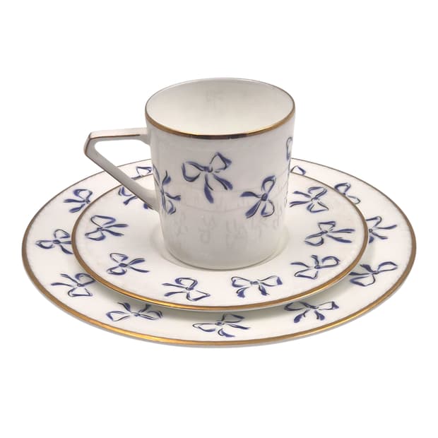 90s 입생로랑 블루 리본 찻잔&접시 1세트