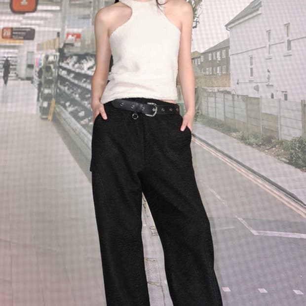 세릭 울와이드 밴딩 팬츠 블랙