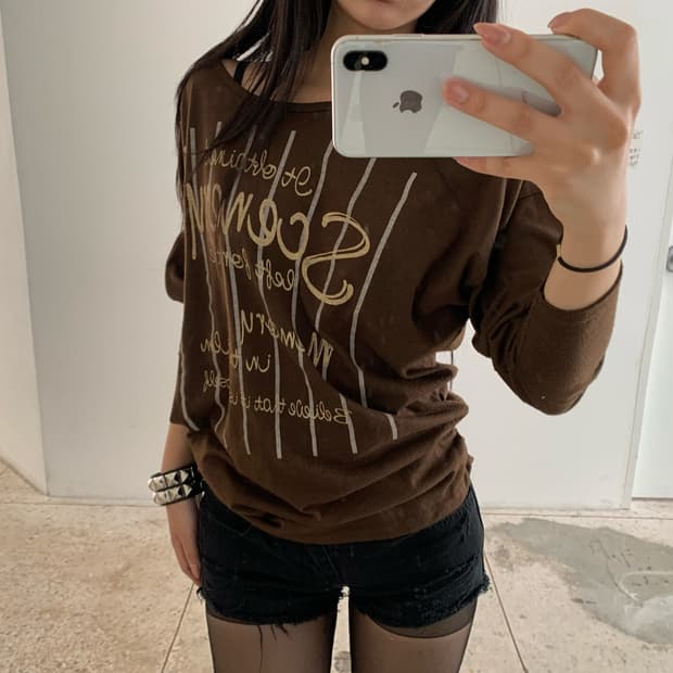 Brown Script Graphic long sleeve