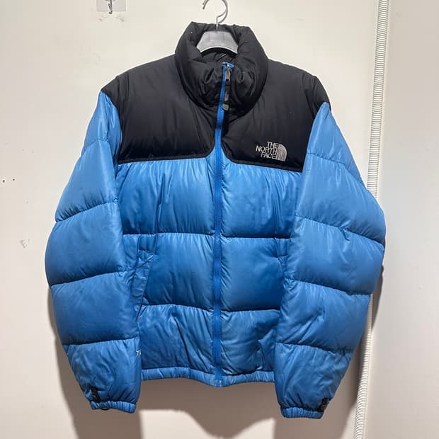 노스페이스 눕시 블루 블랙 패딩