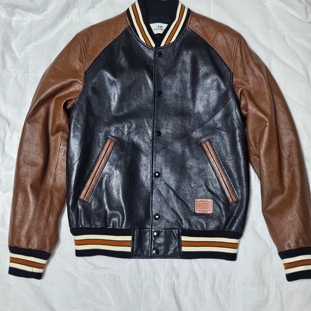 코치 레더 바시티 자켓