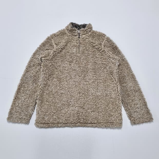 빈티지 딥파일 후리스 하프집 - L