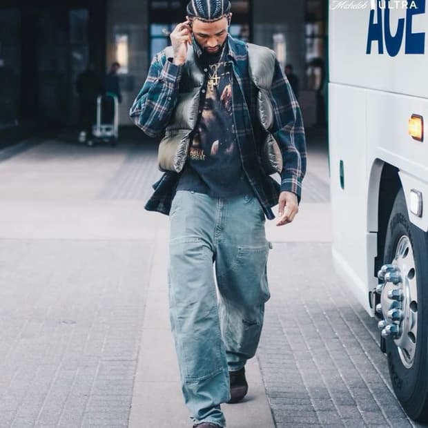 칼하트 더블니 워크팬츠 모스크린 B136