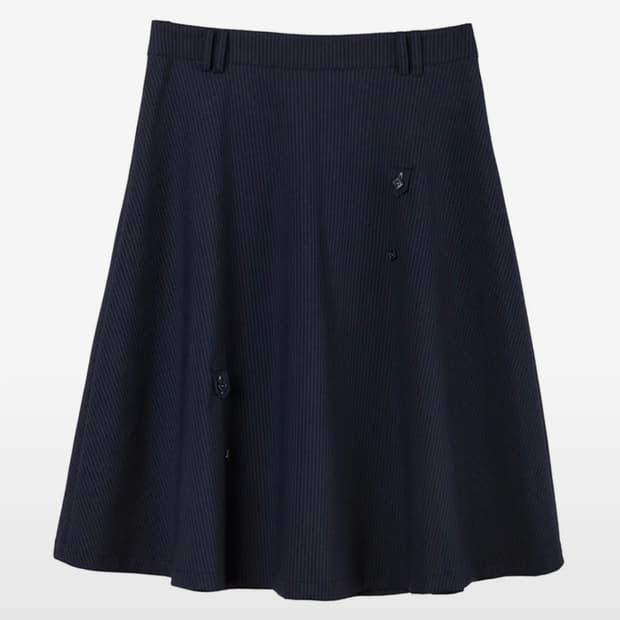 헤레틱 BUTTON FLARED SKIRT (Navy)