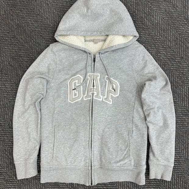갭 보아털 후드집업 그레이