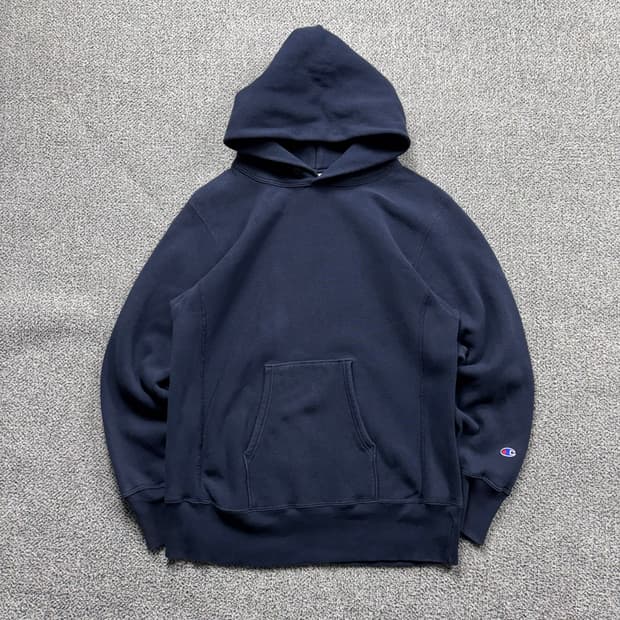 챔피온 리버스위브 블루택 네이비 후드티