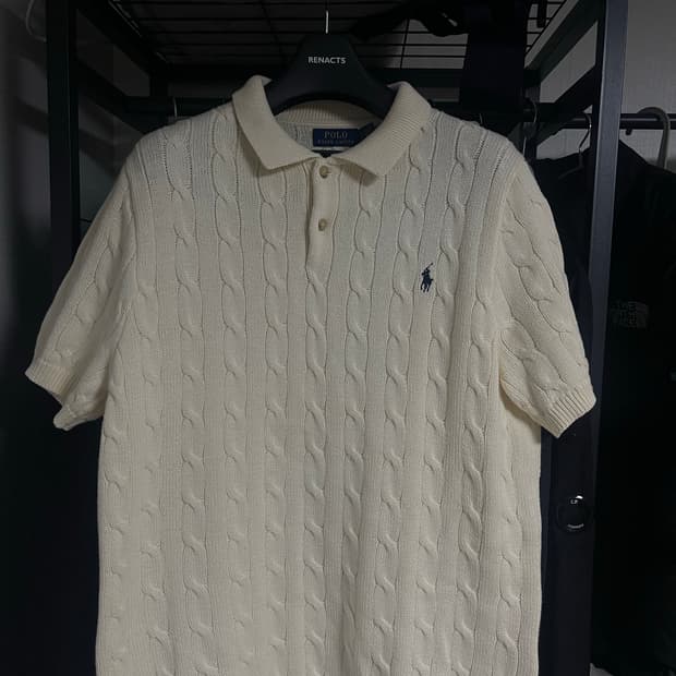 폴로 랄프로렌 케이블 반팔 니트 아이보리L