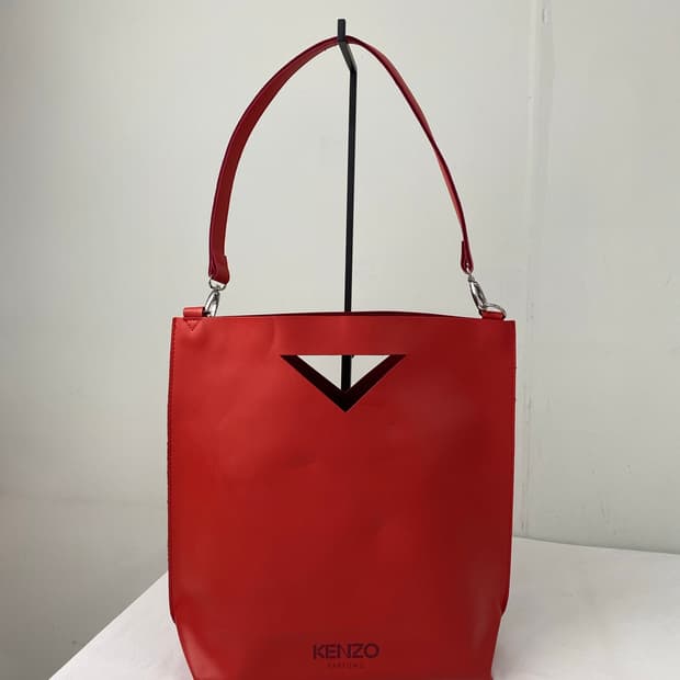 겐조 KENZO 레드 가죽 토트백 숄더백 <86>