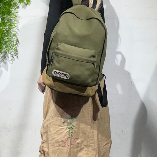 아웃도어 프로덕트 카키 베이지 가죽 백팩 책가방 