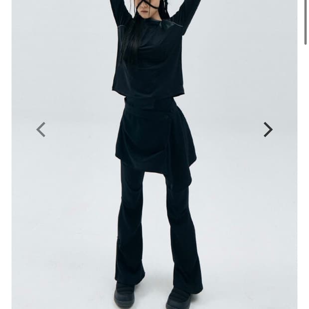 오호스 랩스커트 WRAP OVER TUCK PANTS-BLACK