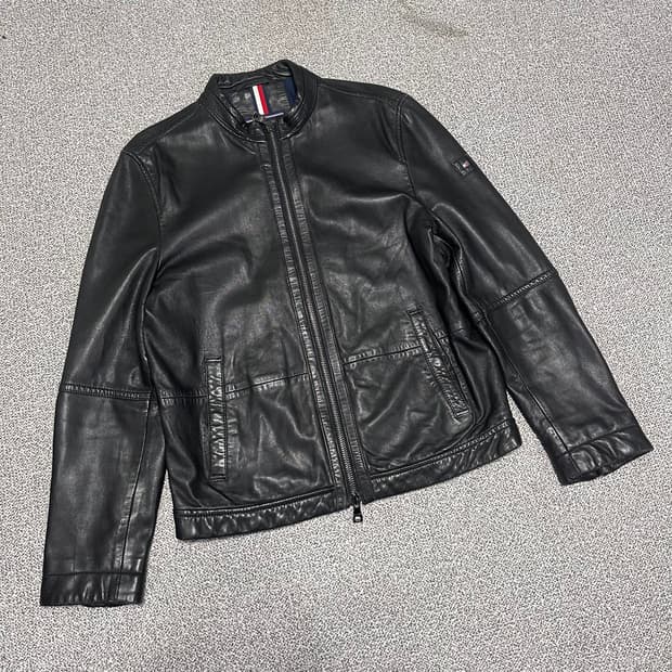 타미힐피거 블랙 레더자켓