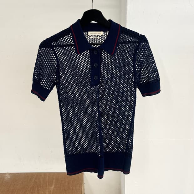 이자벨마랑 블루 시스루 하프 니트