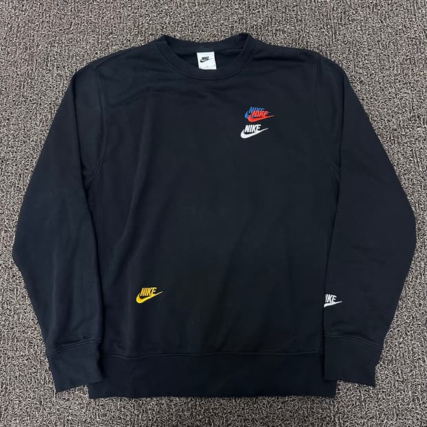 NIKE 나이키 로고 자수 맨투맨 블랙 M