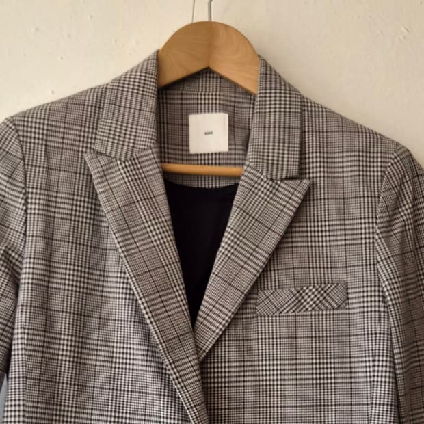 구호 KUHO 여성 체크블레이저미니멀오피스룩자켓