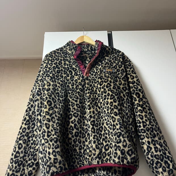 [3/L] 캐피탈 레오파드 후리스 플리스 반집업 아노락
