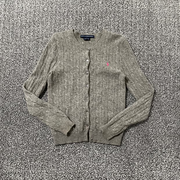 빈티지9. 폴로랄프로렌 스포츠클럽 케이블 니트 가디건 딥그레이