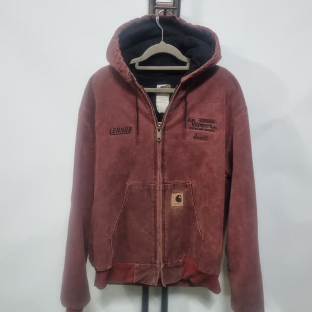 칼하트 워크 자켓 후드 Lennox 콜라보 레드 브라운