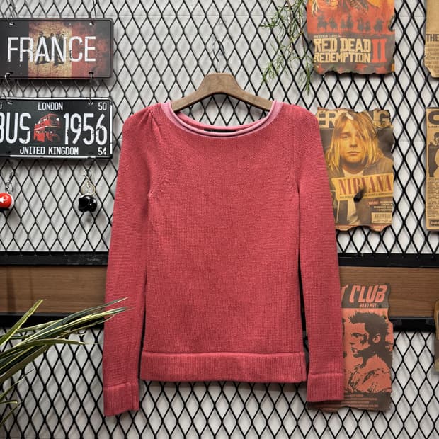 00s 마크 제이콥스 코튼 니트 스웨터 슬림핏 핑크