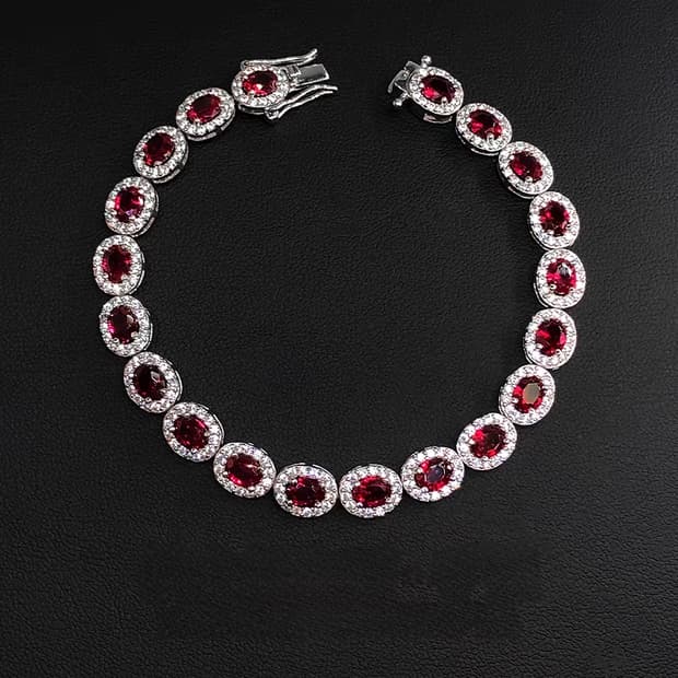 Oceanora 루비 팔찌, 18K 골드 도금 실버"