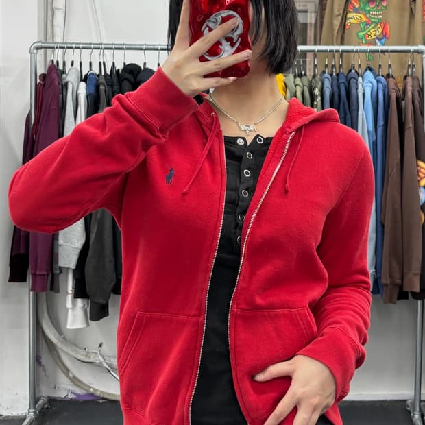 폴로 랄프로렌 레드 후드집업