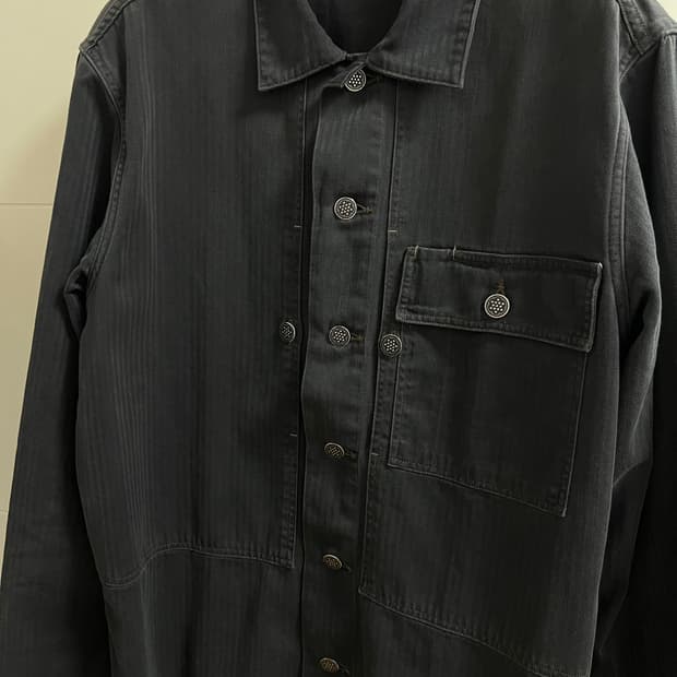 택포25) RRL 더블알엘 헤링본트윌 셔츠 서플러스 블랙 M