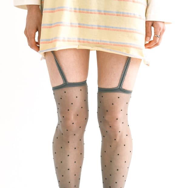 샵페어리 dot sheer garter stocking (grey)