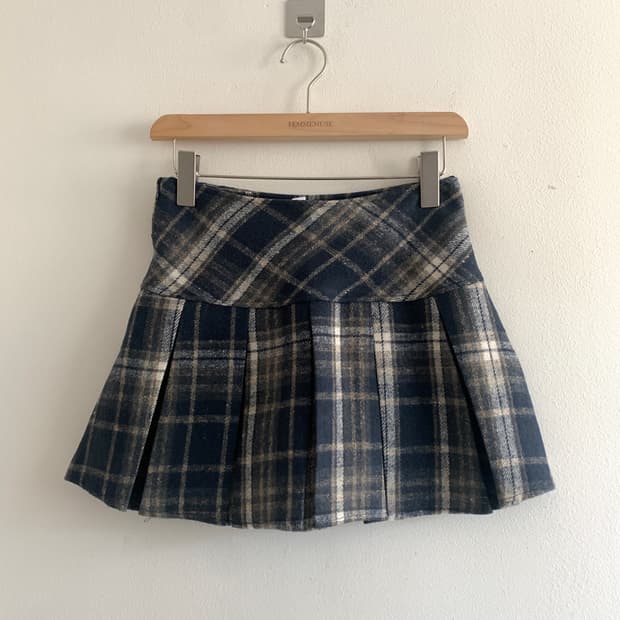 Check short skirt(black)